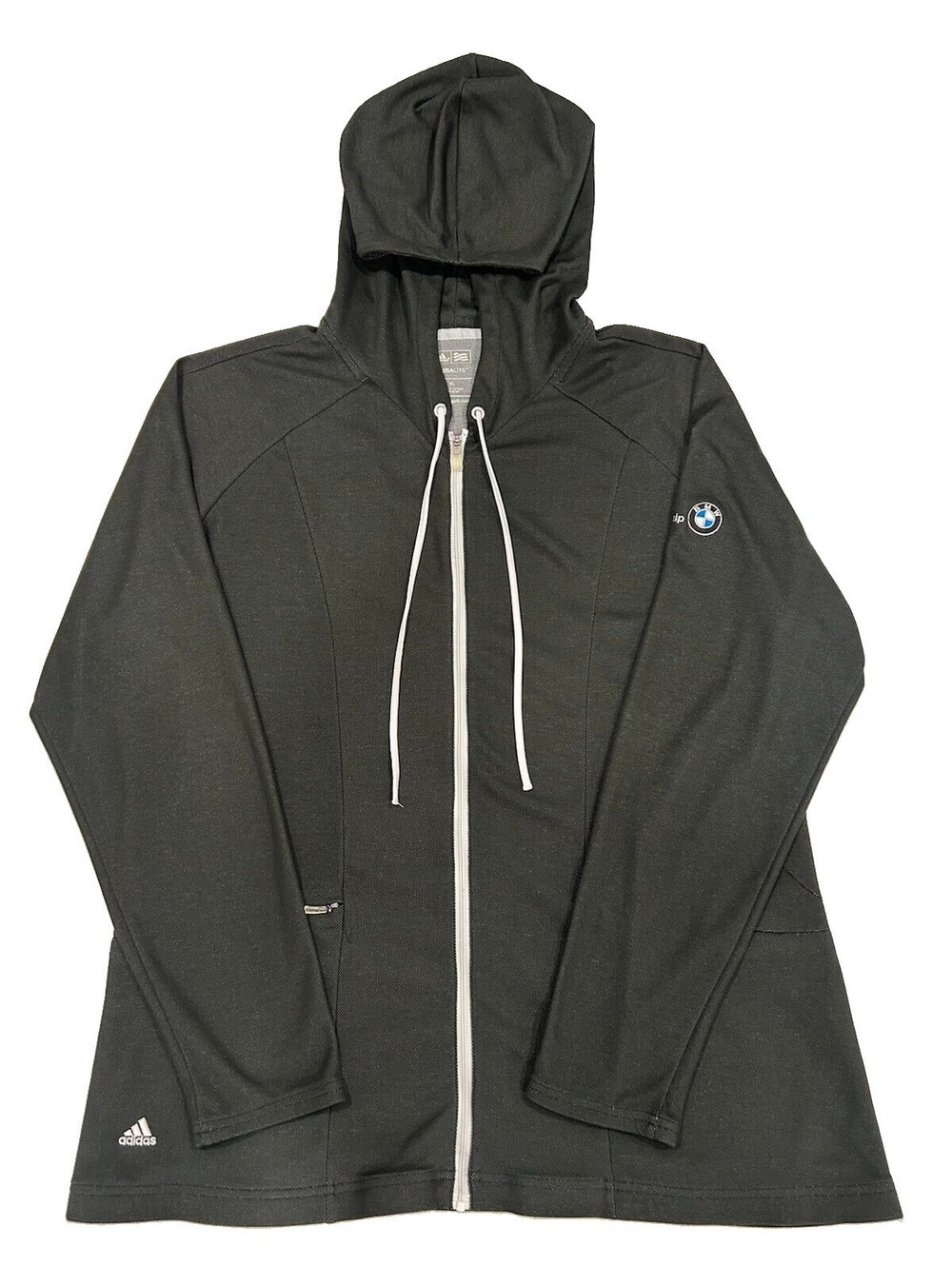 Adidas BMW Jacket Womens XL Black Full Zip Hoodie Climalite Motorsport
